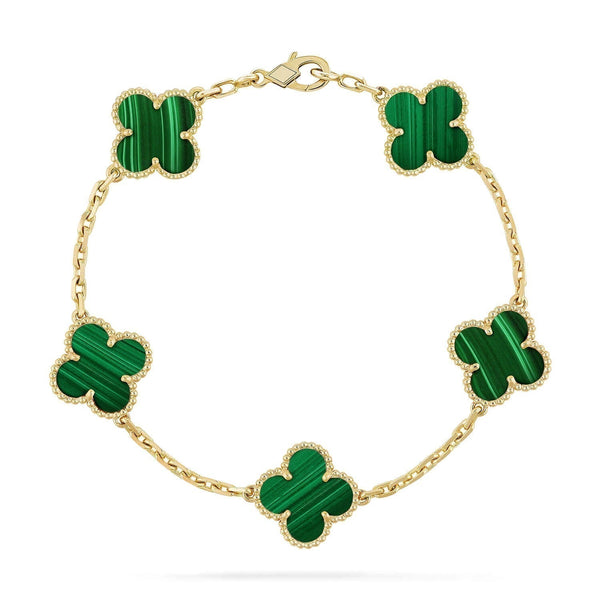 ˇSirae GemˇCLOVER 5 MOTIFS MALACHITE BRACELET