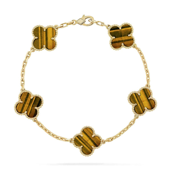 ˇSirae GemˇCLOVER  5 MOTIFS TIGER EYE BRACELET