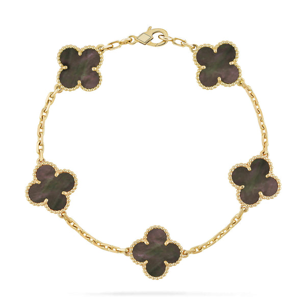ˇSirae GemˇCLOVER 5 MOTIF GRAY MOP  BRACELET