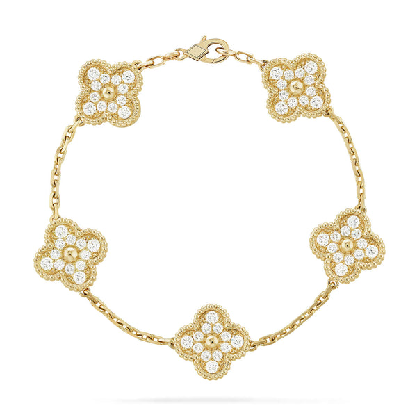 ˇSirae GemˇCLOVER 5 MOTIFS  FULL DIAMOND BRACELET