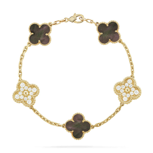 ˇSirae GemˇCLOVER 5 MOTIF GRAY MOP DIAMOND BRACELET
