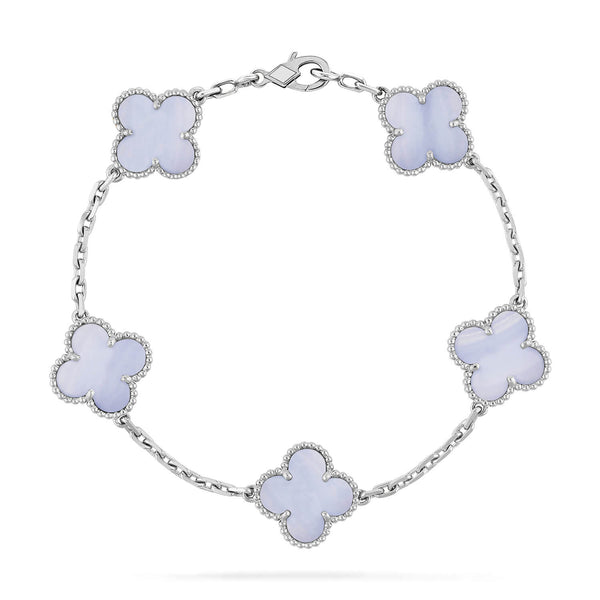 ˇSirae GemˇCLOVER  5 MOTIF PURPLE CHALCEDONY BRACELET