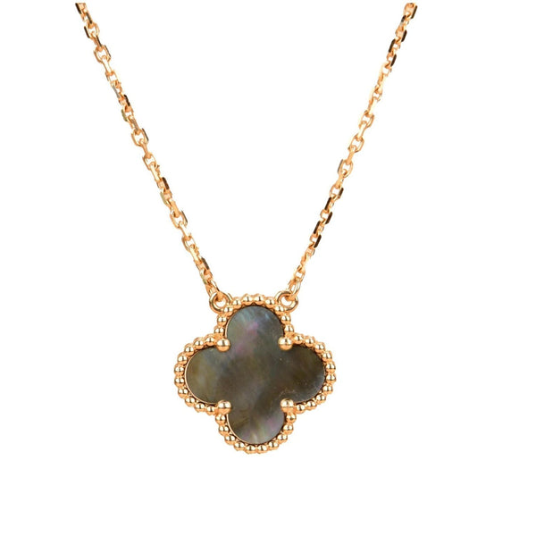 ˇSirae GemˇCLOVER 15MM  GRAY MOTHER OF PEARL NECKLACE