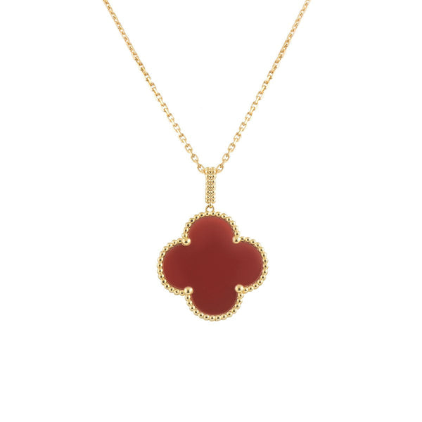 ˇSirae GemˇCLOVER 25MM NECKLACE GOLD CARNELIAN