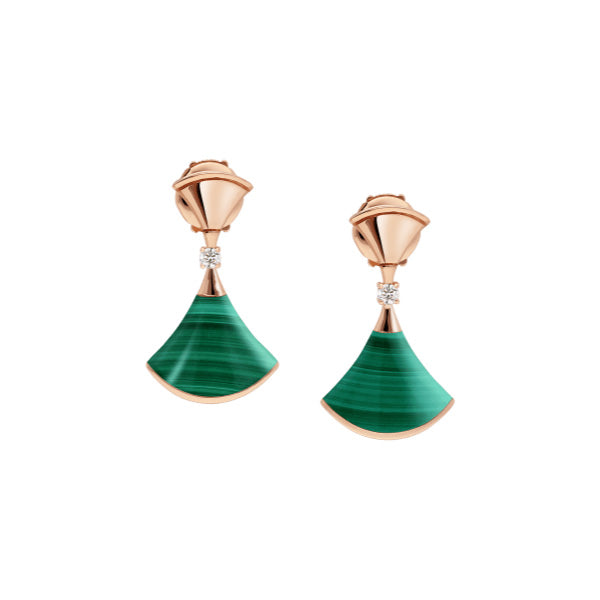 ˇSirae GemˇDREAM MALACHITE PINK GOLD EARRINGS