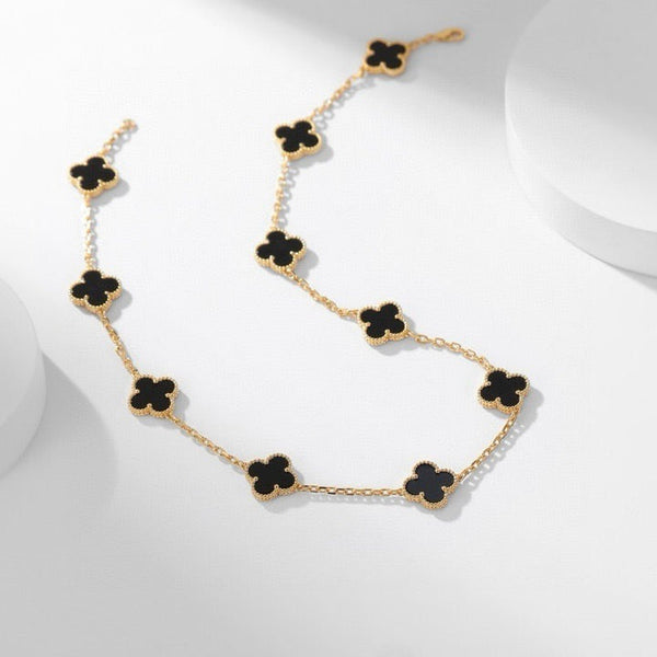 ˇSirae GemˇCLOVER 10 MOTIFS ONYX NECKLACE
