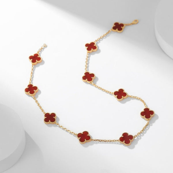 ˇSirae GemˇCLOVER 10 MOTIFS CARNELIAN NECKLACE