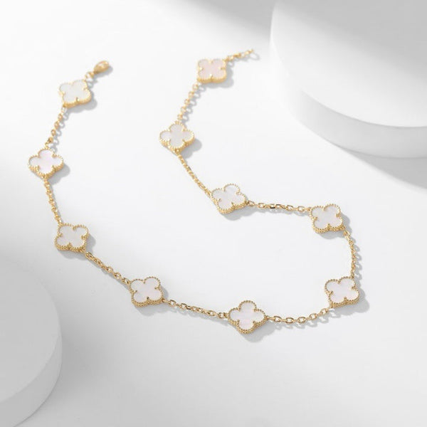 ˇSirae GemˇCLOVER 10 MOTIFS WHITE MOTHER OF PEARL NECKLACE