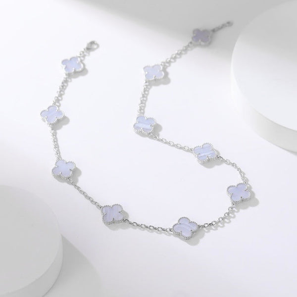 ˇSirae GemˇCLOVER 10 MOTIFS PURPLE CHALCEDONY NECKLACE