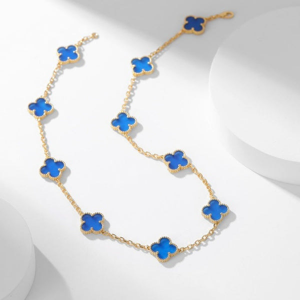 ˇSirae GemˇCLOVER 10 MOTIFS BLUE AGATE NECKLACE