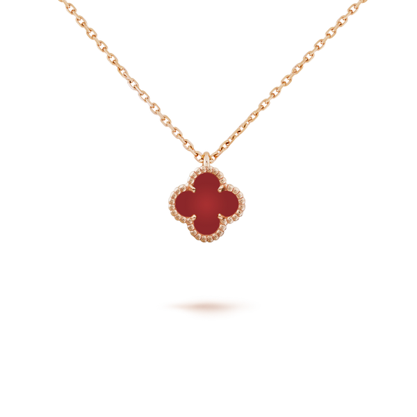 ˇSirae GemˇCLOVER MINI 9.5MM WHITE CARNELIANS NECKLACE