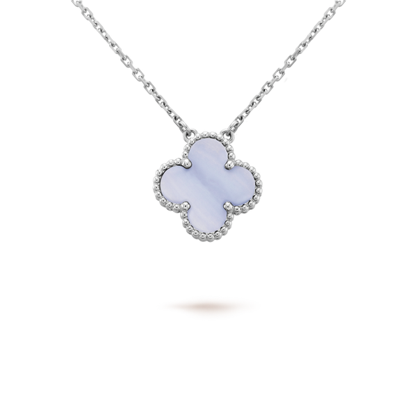 ˇSirae GemˇCLOVER 15MM BLUE CHALCEDONY NECKLACE SILVER