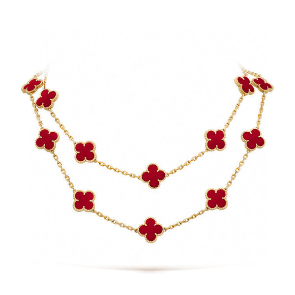 ˇSirae GemˇCLOVER 20 MOTIFS CARNELIAN NECKLACE