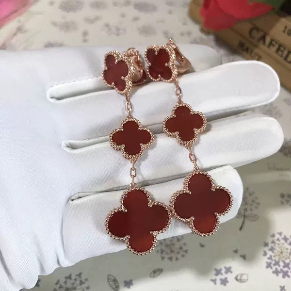 ˇSirae GemˇCLOVER 3 MOTIF CARNELIAN DROP EARRINGS