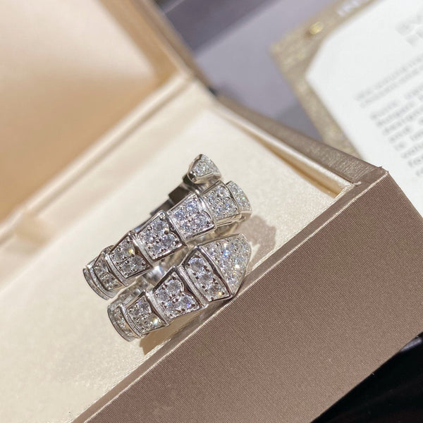 ˇSirae GemˇSERPENTI DOUBLE RING SILVER DIAMOND PAVED