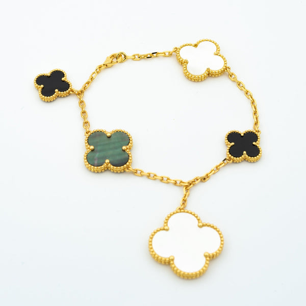 ˇSirae GemˇCLOVER BRACELET 5 MOTIFS ONYX MOP