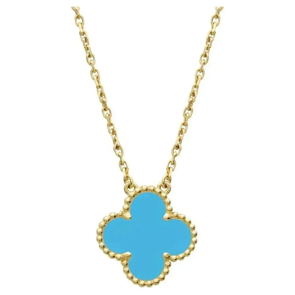 ˇSirae GemˇCLOVER 15MM VINTAGE TURQUOISE NECKLACE