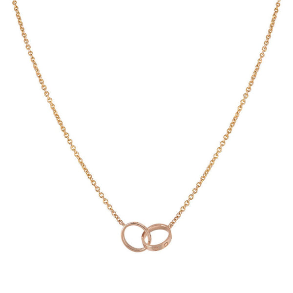 ˇSirae GemˇLOVE NECKLACE DOUBLE RING PINK GOLD