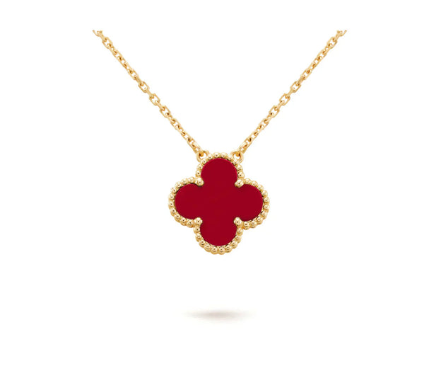ˇSirae GemˇCLOVER 15MM CARNELIAN SINGLE FLOWER NECKLACE