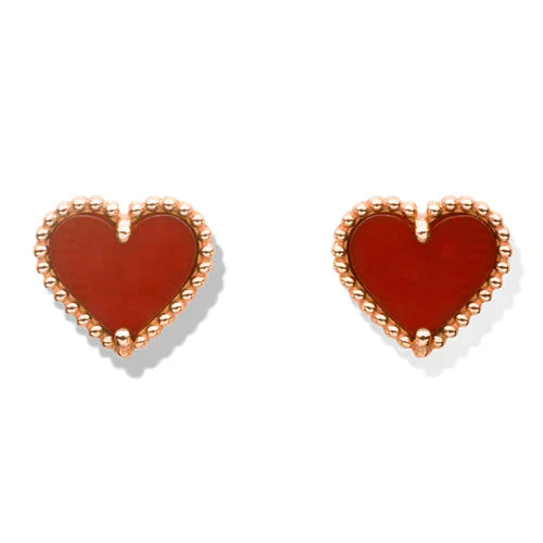 ˇSirae GemˇHEART CARNELIAN STUD EARRINGS