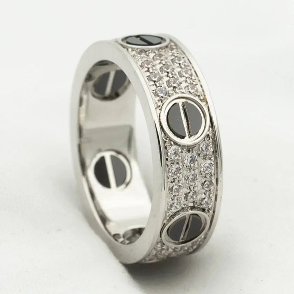 ˇSirae GemˇLOVE RING 5.5MM DIAMONDS PAVED CERAMIC