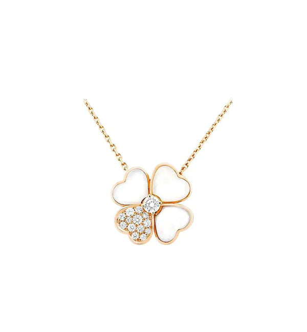 ˇSirae GemˇCLOVER MOP DIAMOND ROSE GOLD NECKLACE