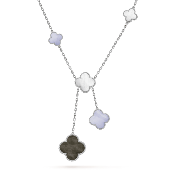 ˇSirae GemˇCLOVER MOP CHALCEDONY NECKLACE SILVER 6 MOTIF