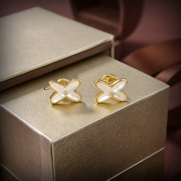 ˇSirae GemˇJEUX DE WHITE MOP GOLD DIAMOND EARRINGS