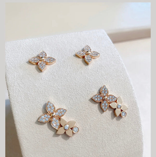 ˇSirae GemˇSTAR BLOSSOM STUD EARRINGS PINK GOLD DIAMONDS
