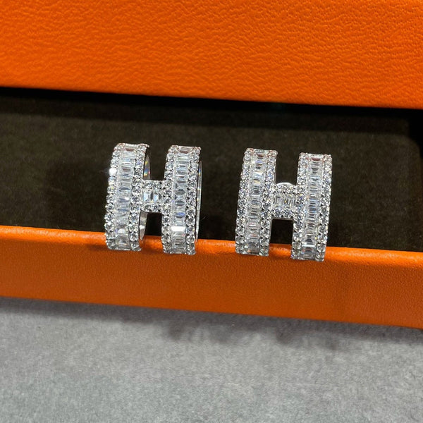 ˇSirae GemˇH STUD EARRINGS WITH SILVER DIAMONDS