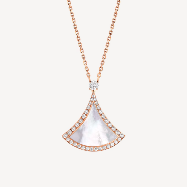 ˇSirae GemˇDREAM MOP DIAMOND PAVED PINK GOLD NECKLACE