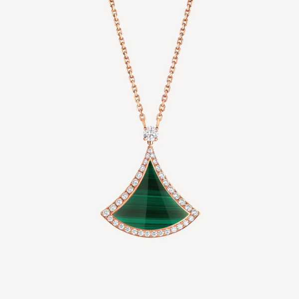 ˇSirae GemˇDREAM MALACHITE DIAMOND PAVED PINK GOLD NECKLACE