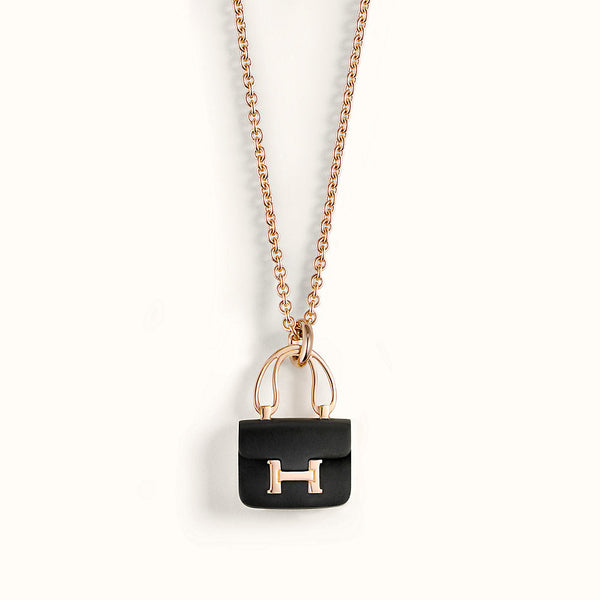 ˇSirae GemˇCONSTANCE BLACK PEDANT PINK GOLD NECKLACE