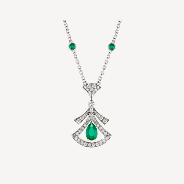 ˇSirae GemˇDREAM NECKLACE MALACHITE DIAMOND SILVER