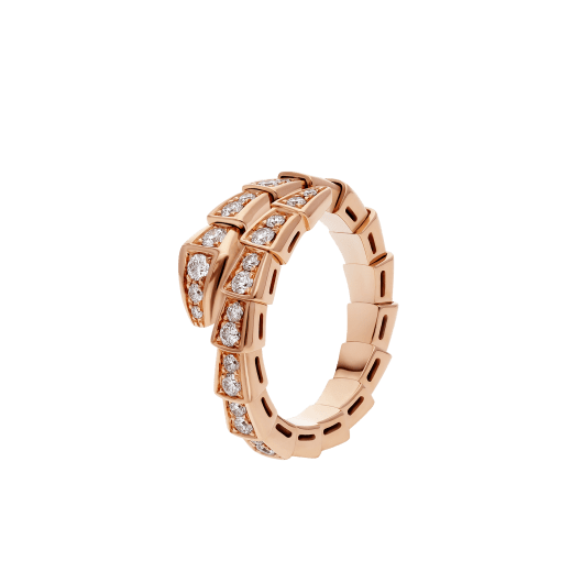 ˇSirae GemˇSERPENTI RING PINK GOLD DIAMOND PAVED 4MM