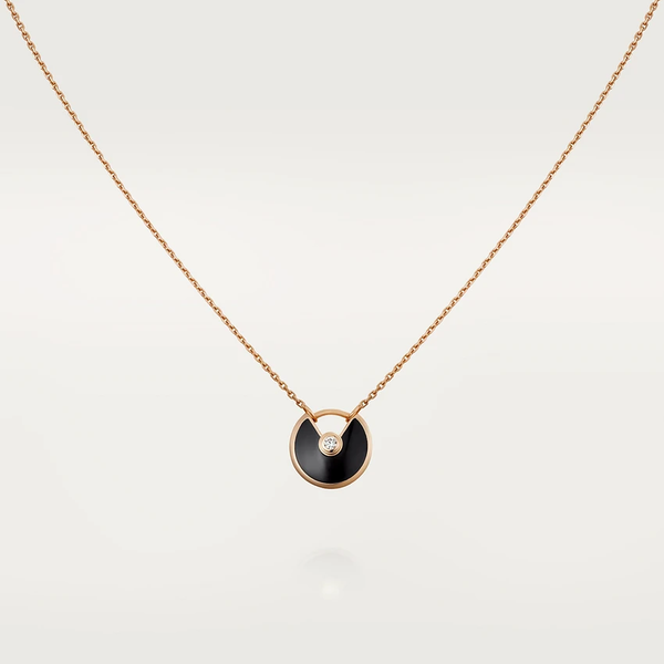 ˇSirae GemˇAMULETTE ROSE GOLD ONYX NECKLACE