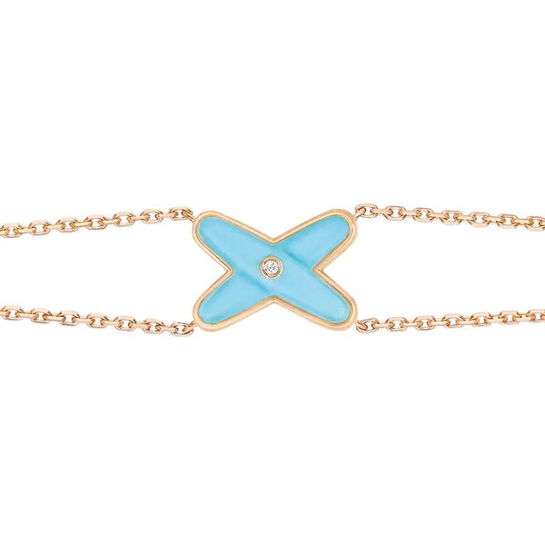 ˇSirae GemˇJEUX BRACELET TURQUOISE PINK GOLD 1 DIAMOND