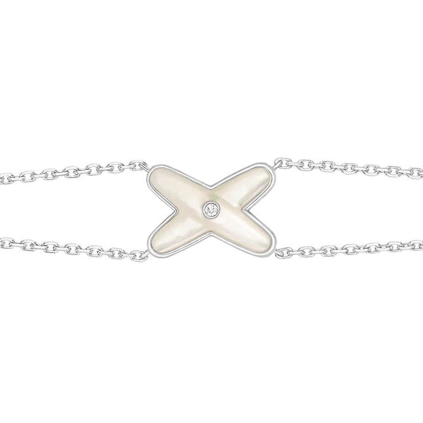 ˇSirae GemˇJEUX BRACELET WHITE MOP SILVER 1 DIAMOND