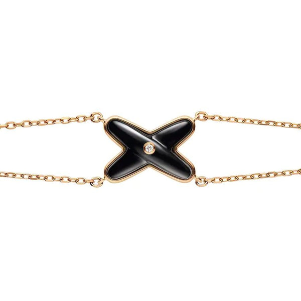 ˇSirae GemˇJEUX BRACELET ONYX PINK GOLD 1 DIAMOND