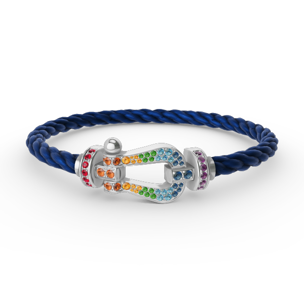 ˇSirae GemˇFORC LARGE HORSESHOE  COLORED DIAMOND BRACELET SILVER
