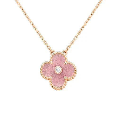 ˇSirae GemˇCLOVER 15MM DIAMOND RHODONITE NECKLACE