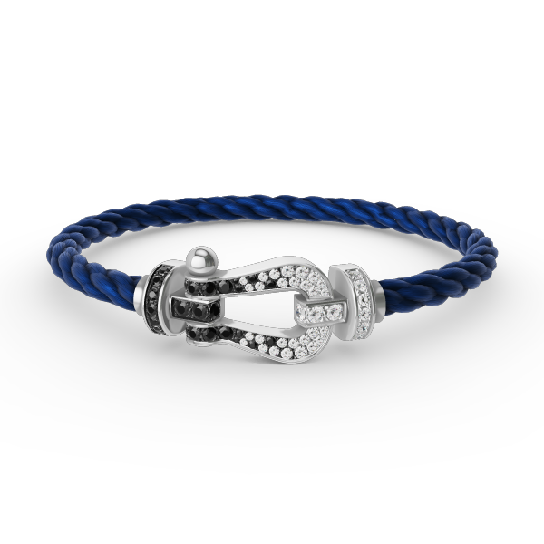 ˇSirae GemˇFORCE LARGE HORSESHOE BLACK WHITE DIAMOND BRACELET SILVER