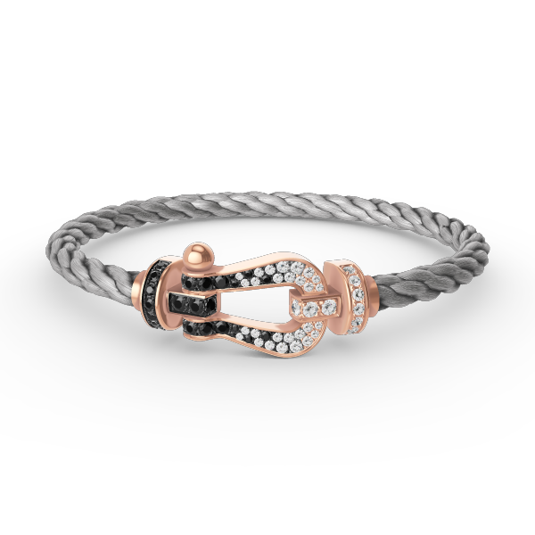 ˇSirae GemˇFORCE LARGE HORSESHOE BLACK WHITE DIAMOND BRACELET ROSE GOLD
