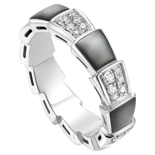 ˇSirae GemˇSERPENTI RING SILVER DIAMOND BLACK MOP 4MM