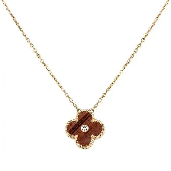 ˇSirae GemˇCLOVER 15MM DIAMOND AND YELLOW TIGER'S EYE AGATE necklace