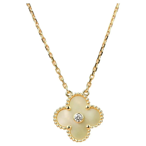 ˇSirae GemˇCLOVER 15MM DIAMOND GOLD MOTHER OF PEARL NECKLACE