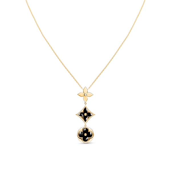 ˇSirae GemˇSTAR AND SUN ONYX PINK GOLD NECKLACE