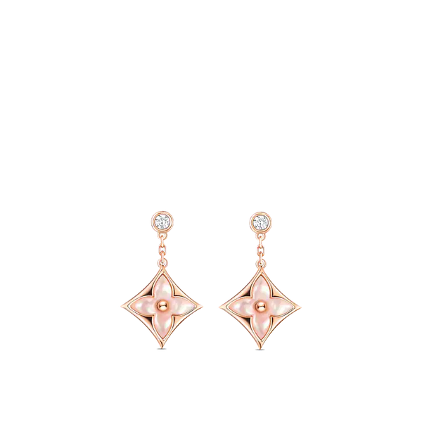 ˇSirae GemˇDOUBLE STAR PINK GOLD MOP DROP EARRINGS