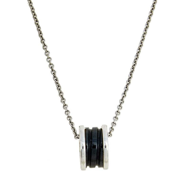 ˇSirae GemˇZERO 1 BLACK CERAMIC SILVER NECKLACE