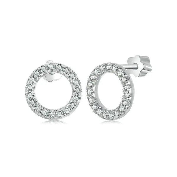 ˇSirae GemˇForever Clear Moissanite Circle Round Stud Earrings